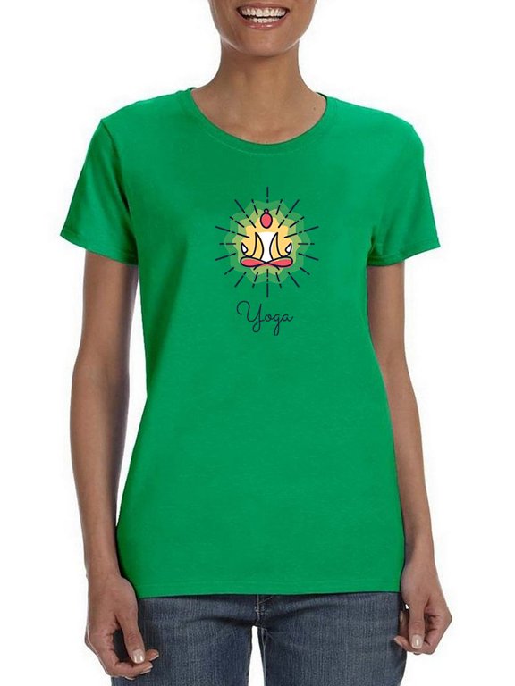 Yoga Meditation Pose Padmasana Position Women Kelly Green T-Shirt, Female Medium