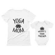 TSTARS Yoga Mom & Baby Matching Set Outfit Mom & Baby Shirts Mommy and Me Clothes Mom White Small / Baby White NB (0-3M)