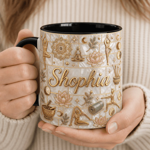 Yoga Mug 2D Printed 3D Effect Personalized Yoga Teacher Mug for Yoga Lover Gift