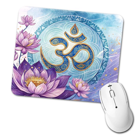 Yoga Om Aum Lotus Flower Mouse Pad Low Profile Gaming Mat