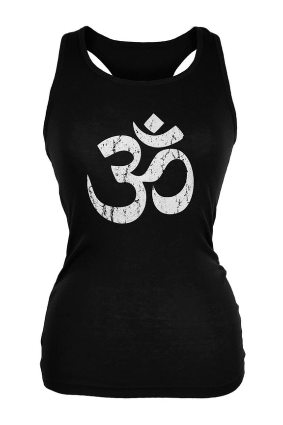 Yoga Om Black Juniors Soft Tank Top - Small