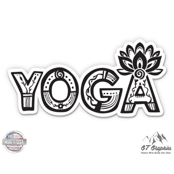 Yoga Om Lotus Black - 3" Vinyl Sticker - For Car Laptop I-Pad Phone Helmet Hard Hat - Waterproof Decal