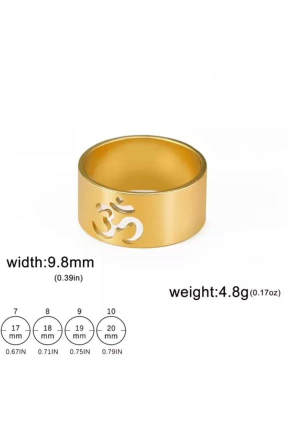 Yoga Om Symbol Rings Women Stainless Steel Finger Aum Ohm Om Hindu Spiritual