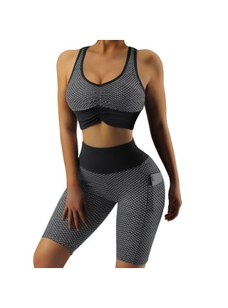 RQYYD Reduced Workout Sets for Women 2 Piece Textured Tracksuits Outfits  Short Sleeve Zipper Crop Tops Yoga Shorts Set Yellow L 