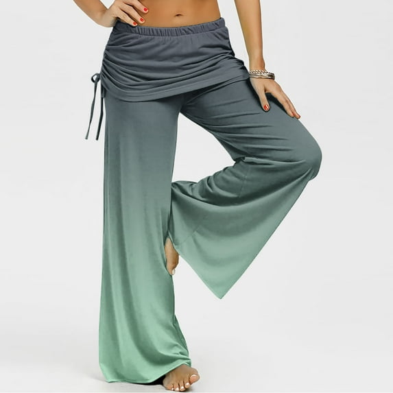 Yoga Pants,Clearance Womens Printing Elastic Waist Casual Trousers Drawstring Yoga Pants Wide Leg Pants