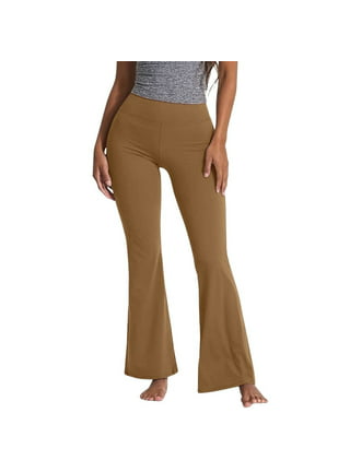 HBFAGFB Women Casual Pants Ribbed Seamless Flare Leggings Bootcut High  Waist Yoga Pants Dark Gray Size M