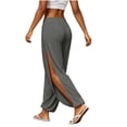 thumbnail image 1 of Yoga Pants For Women Side Slit Solid Color Elastic Waist Sports Pants Casual Trousers Long Pants for Gym, 1 of 9