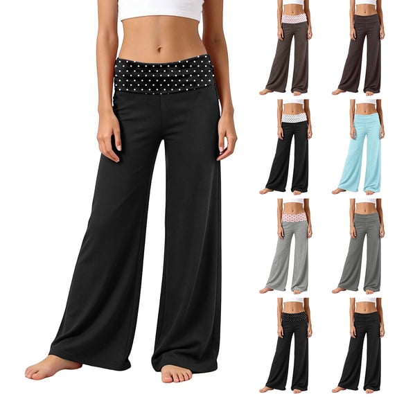 Yoga Pants Girls Fold Over Low Rise Wide Leg Yoga Pants Loose Summer Pants Black Pants Girls Size 5-14 Years