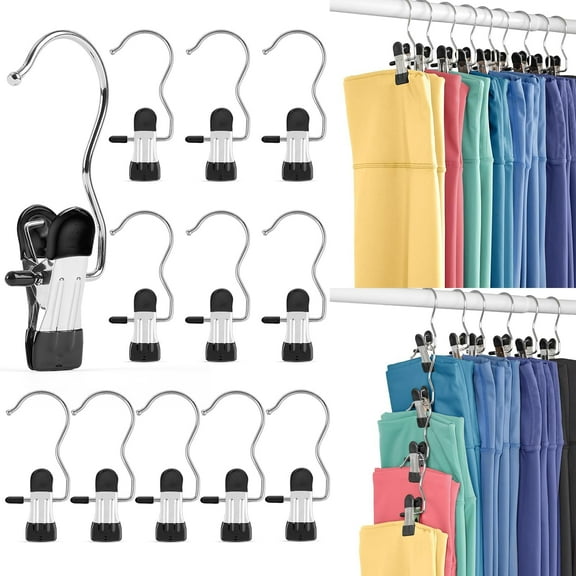 Yoga Pants Hanger Clips 20 Pack, Metal Legging Organizer for Closet, Rubber Coated Hanging Clips for Boots, Workout Sets, Hats, Space Saving Storage Solution, Silver