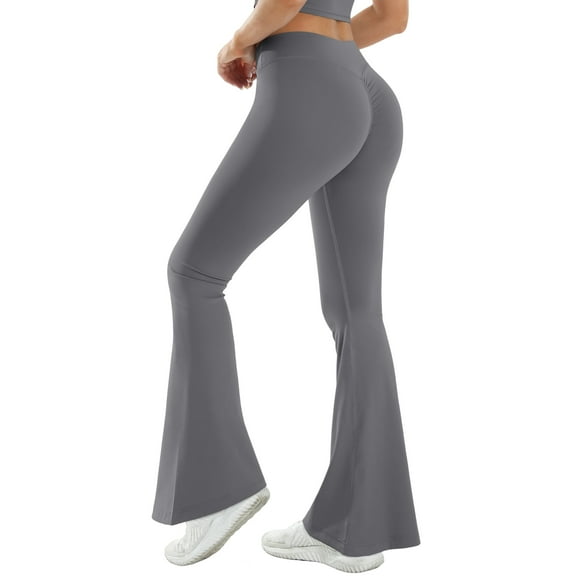 KANG Women's Flare Yoga Pants Crossover Sport Leggings High Elastic Tummy Control Workout Casual S