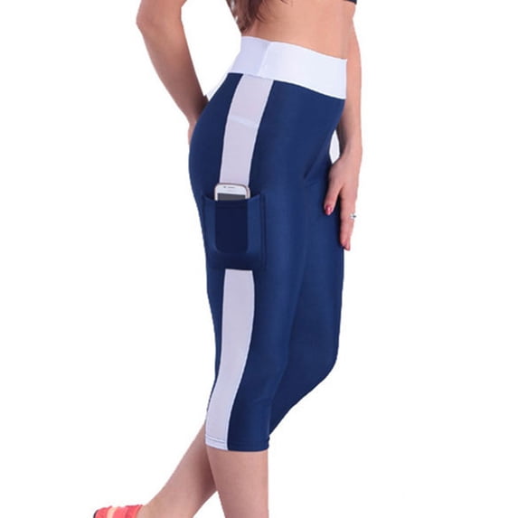 Yoga Pants In Plus Size Women's High Waist Tummy Control Yoga Workout Capris Leggings Side Pockets