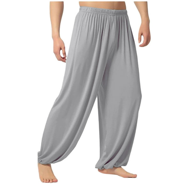 NEBZCIV Yoga Pants Men Loose-fit Dancing Solid Color Harem Pants Baggy Wide Leg Beach Pants Trousers Elastic Waist, Men's, Size: Large, Gray NEBZCIV Yoga Pants Men Loose-fit Dancing Solid Color Harem Pants Baggy Wide Leg Beach Pants Trousers Elastic Waist, Men's, Size: Large, Gray