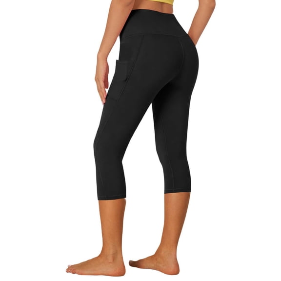 Yoga Pants with Pockets for Women High Waisted Seamless Flared Workout Pants Stretchy Skinny Bootcut Yoga Pants Black Flare Leggings for Workout Running Athletic Activewear