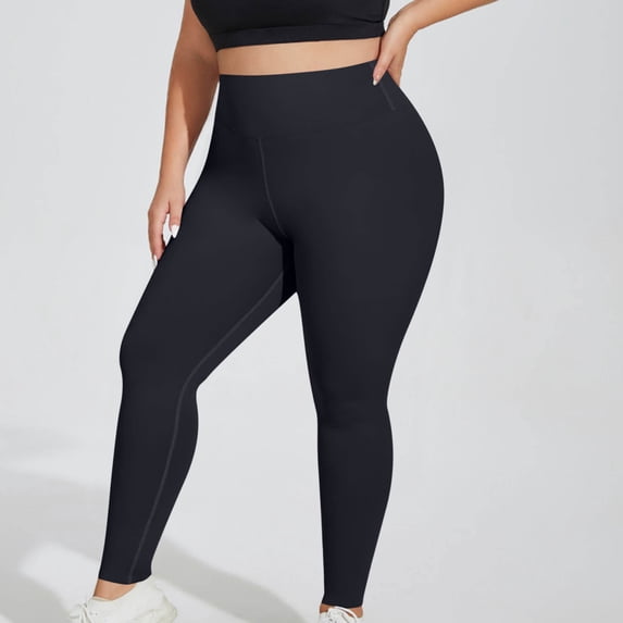 Yoga Pants With Pockets for Women Pants for Women Women's Plus Size Solid Color Leggings Sports Fitness Pants Casual Tight Fitting Tight Peach Hip Yoga Pants Stretch Pants Black XXXL