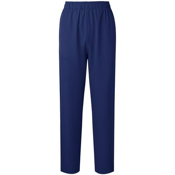 Yoga Pants with Pockets for Women Women's Elastic High Waist Trousers, Solid Color Comfy Lightweight Scrub Work Pants Loose Straight Leg Pants Navy XL