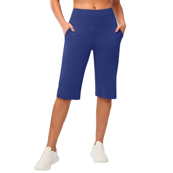 Yoga Pants With Pockets For Women Womens Long Shorts With Pockets High Waisted Athletic Casual Shorts For Women Athletic Seamless Summer Yoga Shorts Blue XL