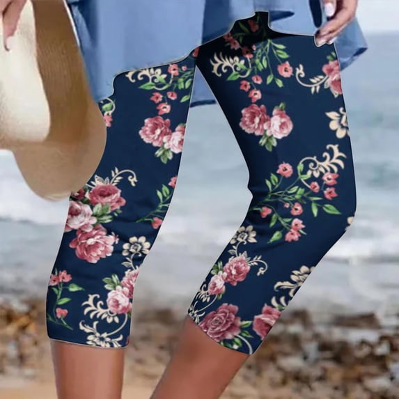 Yoga Pants With Pockets For Women, Capri Pants for Women Casual Summer Yoga Dress Capris Work Athletic Golf Pants Elastic Waist Beach Pants