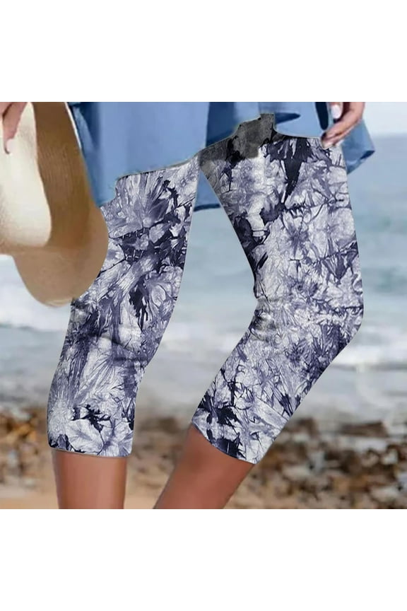 Yoga Pants With Pockets For Women, Capri Pants for Women Casual Summer Yoga Dress Capris Work Athletic Golf Pants Elastic Waist Beach Pants