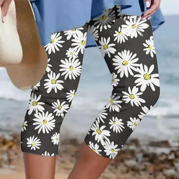 Yoga Pants With Pockets For Women, Capri Pants for Women Casual Summer Yoga Dress Capris Work Athletic Golf Pants Elastic Waist Beach Pants