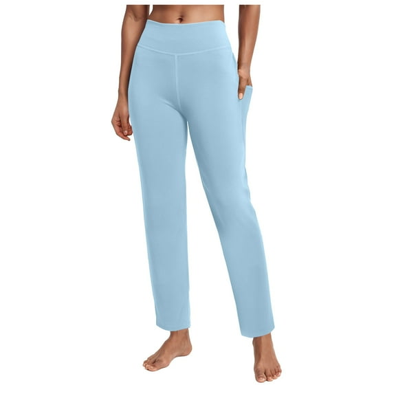 Yoga Pants With Pockets For Women Stretch High Waist Straight Leg Sweatpants Lightweight Jogger Pants W/Pocket