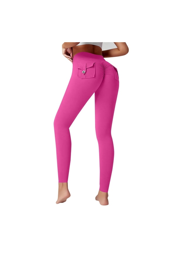 Yoga Pants Women 2026 Spring Summer High Waist Lounge Full Length With Pocket Stretchy Workout Leggings Hot Pink