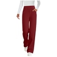 thumbnail image 1 of Yoga Pants for Women Casual Smart Pants Straight Leg High Waisted Office Work Formal Pants with Pockets Casual Stretchy Lounge Pants Plain Active Wear, 1 of 7