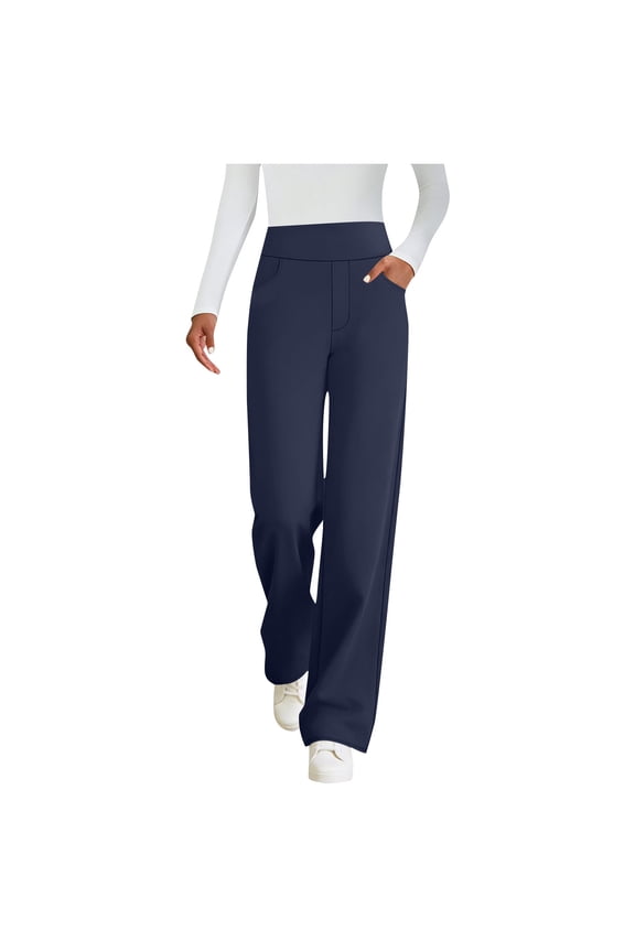 Yoga Pants for Women Casual Smart Pants Straight Leg High Waisted Office Work Formal Pants with Pockets Casual Stretchy Lounge Pants Plain Active Wear