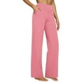 thumbnail image 1 of Yoga Pants Women, Comdrip Women's Yoga Trousers Wide Leg Trousers Sports Trousers Work Casual Trousers with Pockets Loose Pants for Women Pink 2XL, 1 of 5