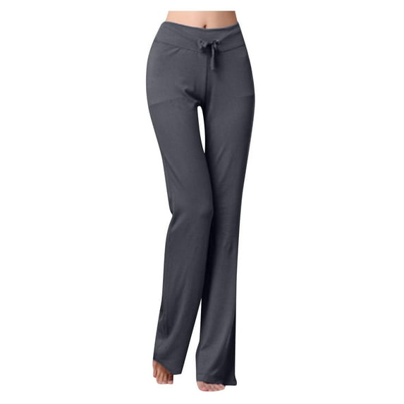 Yoga Pants Women Fashion Solid Color Hight Waist Draw String Casual Durable Stretchy Comfortable Delicate Dark Gray Pants Sizes S