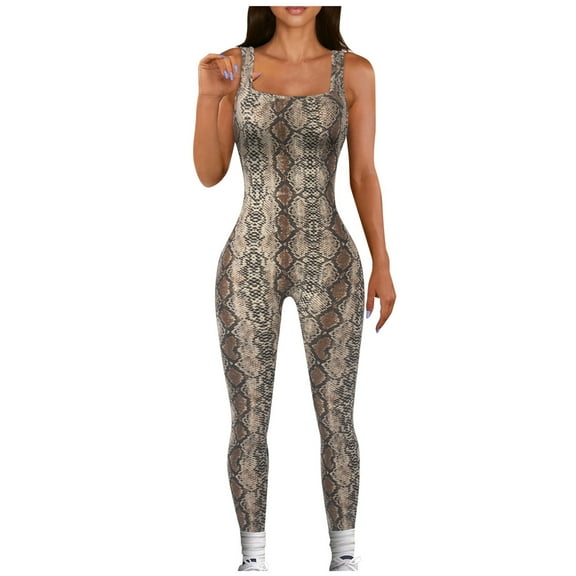 Workout Leggings For Women Floral Print Sleeveless Jumpsuit With Square Neck Backless Design Bodycon Fit Sports And Workouts Yoga Leggings