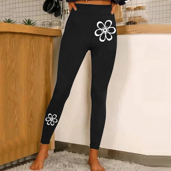 Yoga Pants Women Graphics Print Stretchy High Waisted Leggings Comfoty Soft Casual Tights Tummy Control Running Trousers White M