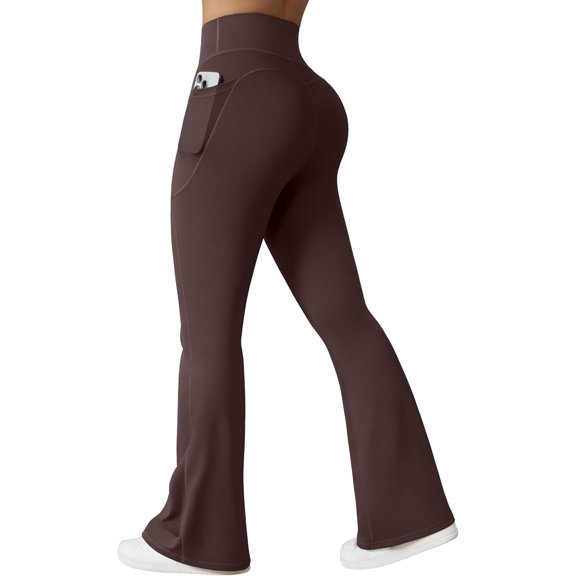 Yoga Pants Women High Waist Butt Lifting Casual Soft Leg Flared Bottoms with Pockets