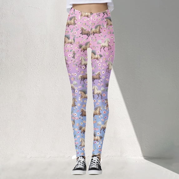 Yoga Pants Women High Waist Horse Printed Flared Yoga Pants Stretch Tummy Control Lifting Leggings Leggings Women