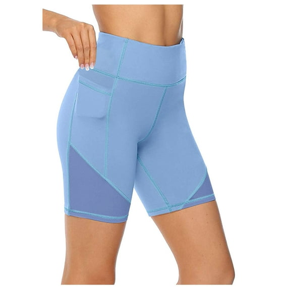 Yoga Pants Women High Waist Short Abdomen Control Training Running Durable Stretchy Comfortable Delicate Blue Pants Sizes XXL