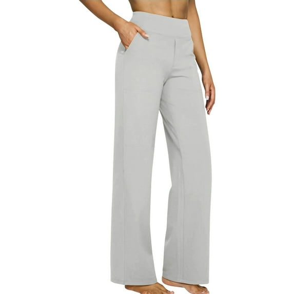 Yoga Pants Women High Waist Straight Leg Trousers with Pockets Casual Loose Solid Color Pants Workout Running Leggings for Women