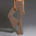 thumbnail image 1 of Yoga Pants Women High Waist Wide Leg Polyester Palazzo Bell Bottom Yoga Flare Trousers Woman Leggings Khaki XL, 1 of 5