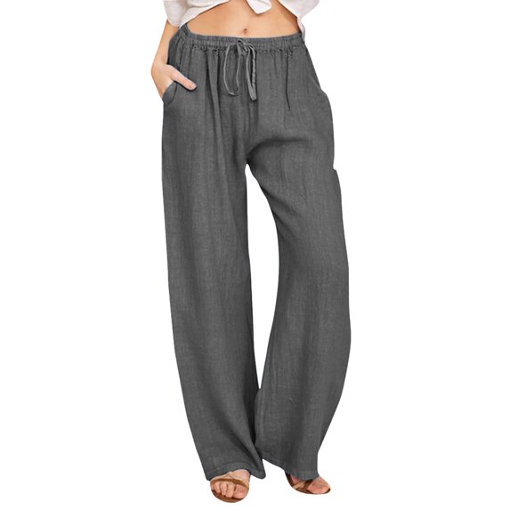 Yoga Pants Women High Waisted Fashion Drawstring Elastic Comfy Straight Pockets Relaxed Fit Durable Daily Breathable Trendy Full Dark Gray Denim Shorts Sizes 4XL
