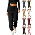 thumbnail image 1 of Yoga Pants for Women Ihhxva Side Slit Elastic Waist Casual Leggings High Waisted Tummy Control Workout Activewear Soft Stretchy Lounge Running Gym S-2XL, 1 of 9