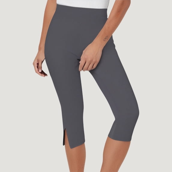 Yoga Pants Women Lightweight Slim Fit High Waist Lifting Stretchy Solid Print Gym Capri Pants for Workout Wear Grey XXL