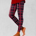 thumbnail image 1 of Yoga Pants Women Plaid Print Elastic Lightweight Leggings Cozy Soft Casual Tights Tummy Control Activities Trousers Red L, 1 of 4