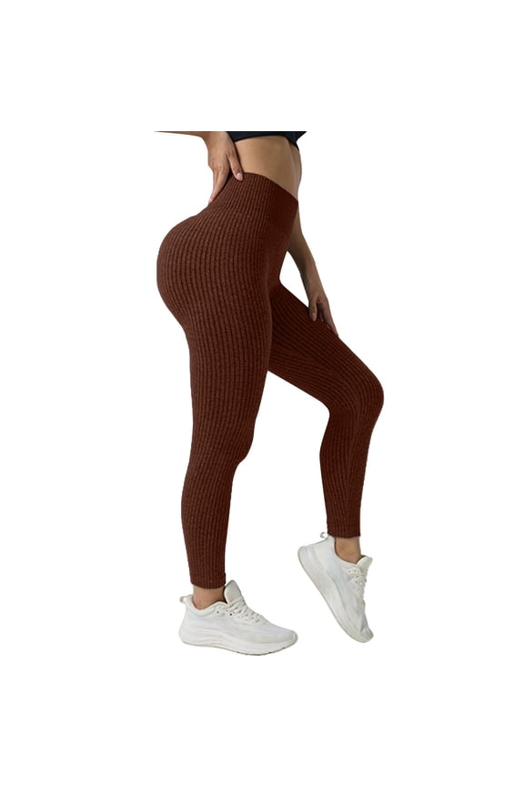 Yoga Pants Women Tight Fitting High Waisted Hip Lifting Vertical Stripe Threaded Yoga Pants Abdominal Compression Fitness Pants Outerwear Running Sports Pants
