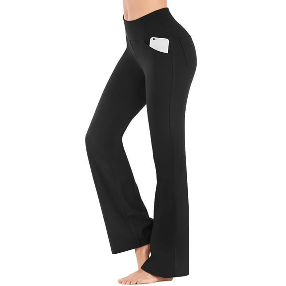Yoga Pants Women Wide Leg High Waist Bootcut Workout Flare Leggings Tummy Control Work Dress Pants Women Stretchy Casual Office Trousers 4 Pockets