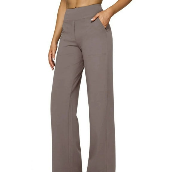 Yoga Pants Women Wide Leg Pants with Pockets High Waist Stretch Dress Casual Sweatpants Coffee Color XL