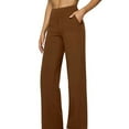 thumbnail image 1 of Yoga Pants Women Wide Leg Pants with Pockets High Waist Stretch Dress Casual Sweatpants Dark Brown M, 1 of 6
