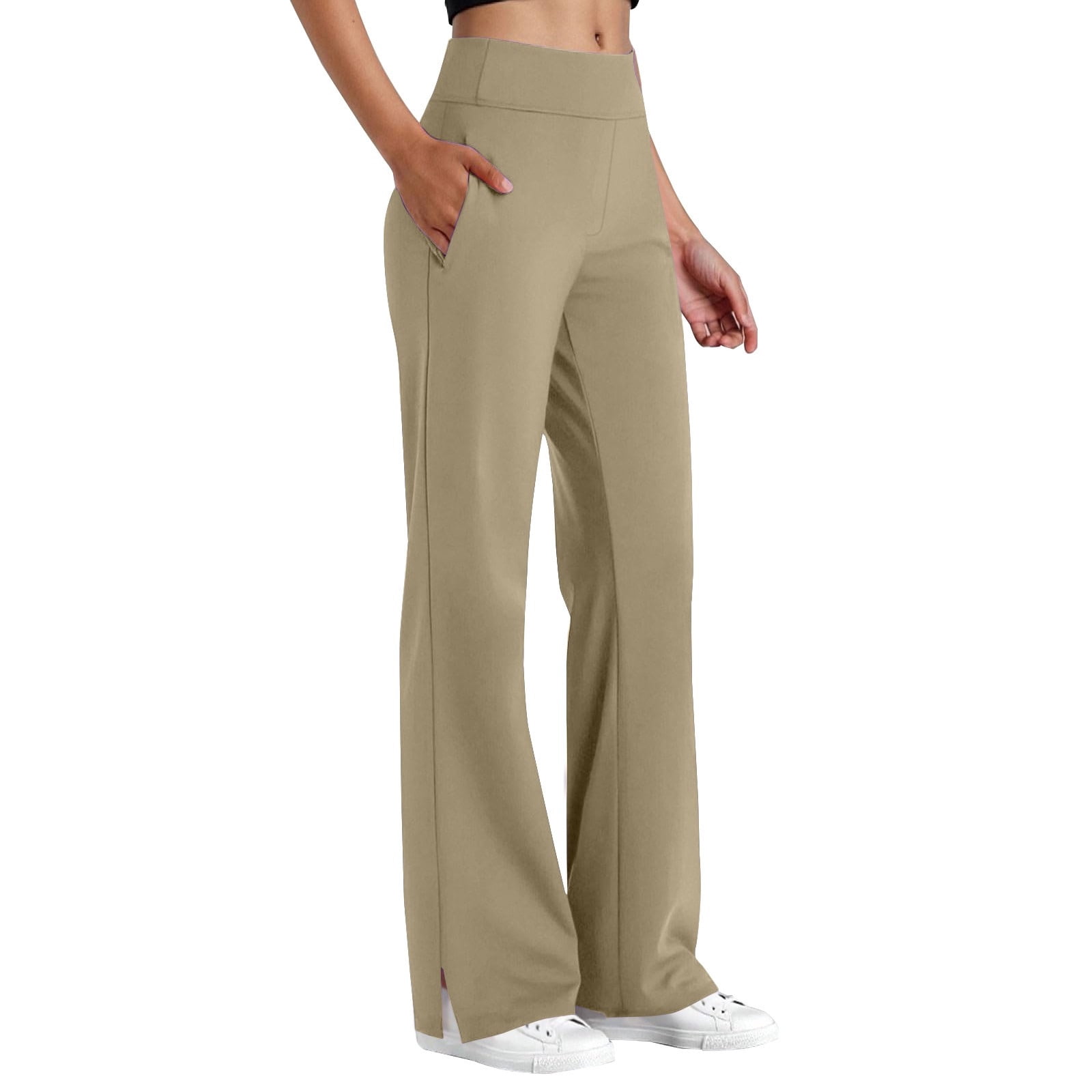 Yoga Pants Women Wide Leg Pants with Pockets High Waist Stretch Dress Casual Sweatpants Side Split