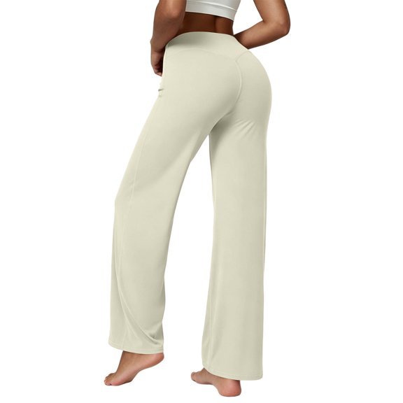 Yoga Pants Women Wide Leg Pants with Pockets Sport Cargo Pants Casual Solid Color Fashion High Waist Yoga Pants Straight Leg Pants