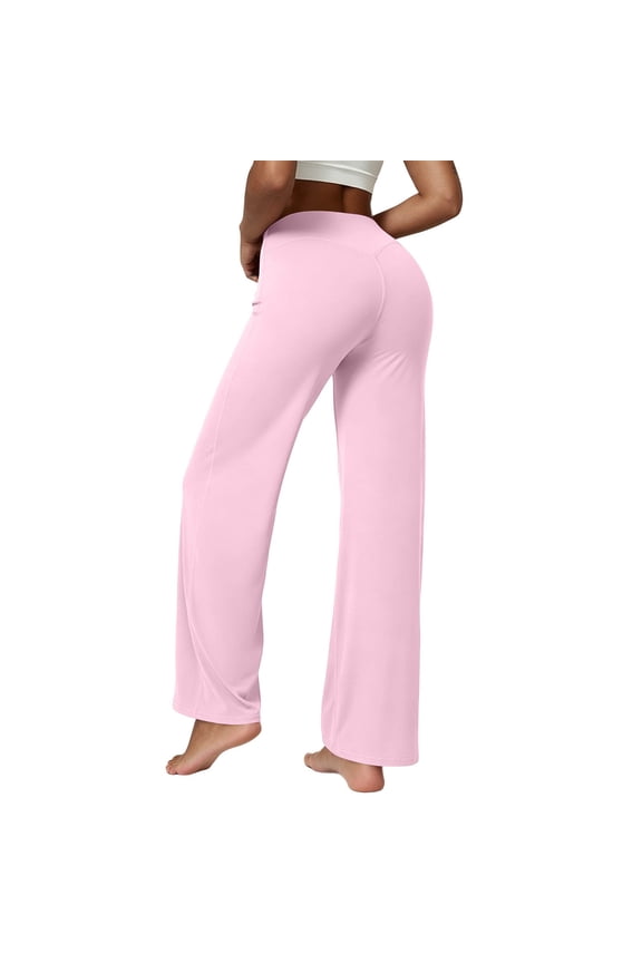 Yoga Pants Women Wide Leg Pants with Pockets Sport Cargo Pants Casual Solid Color Fashion High Waist Yoga Pants Straight Leg Pants