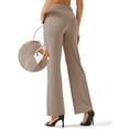 thumbnail image 1 of Yoga Pants Women Wide Leg Work Pants with Pockets Stretch High Waist Dress Casual Sweatpants Khaki Brown XL, 1 of 6