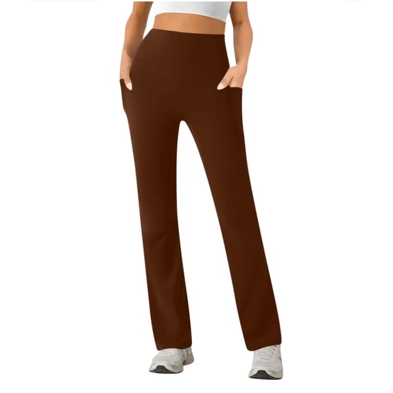 Yoga Pants Women with Pockets Tummy Control Leggings Straight Leg High Waist Pants Petite Stretch Casual Sweatpants