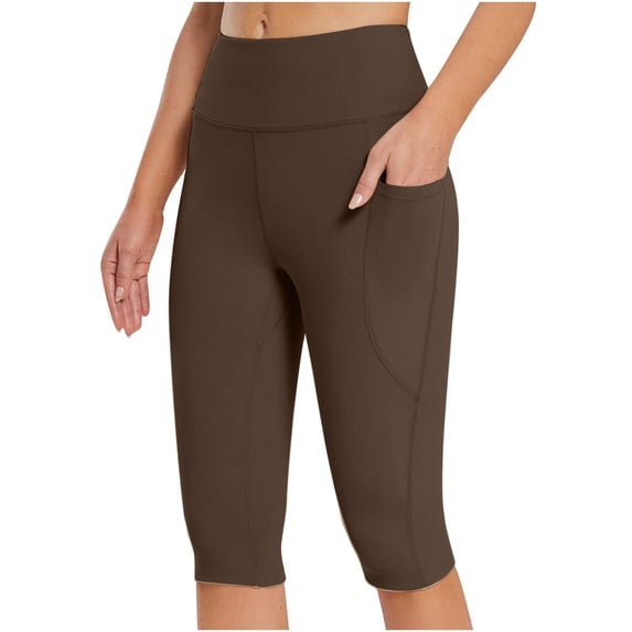 Yoga Pants Womens Pants Workout Pants for Women Pants with Pockets High Waisted Pants Women Solid Pants Crop Pants Women Knee Length Exercise Capris for Casual Summer